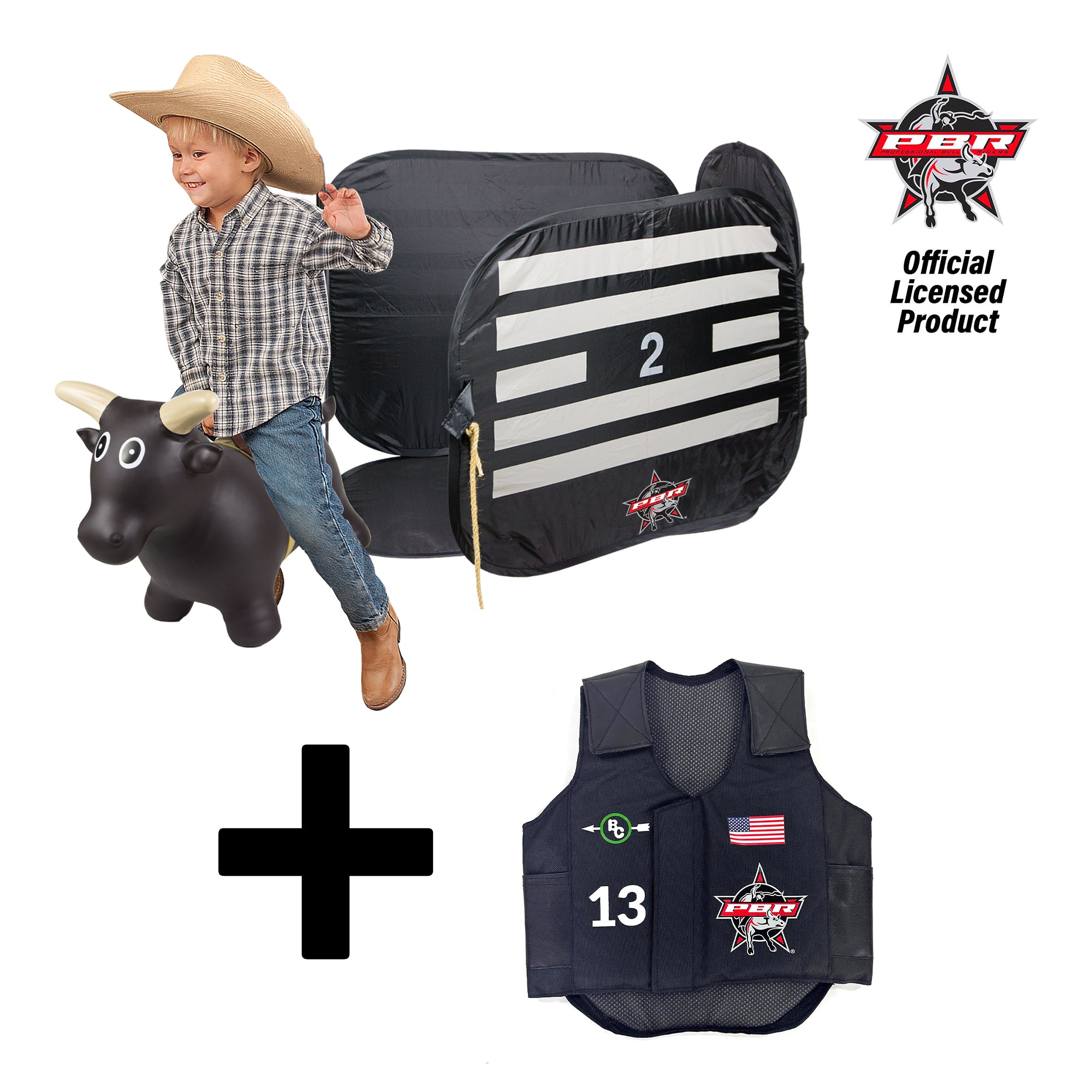 Lil' Bucker® Bull/PBR® Chute & PBR® Rider Vest Bundle