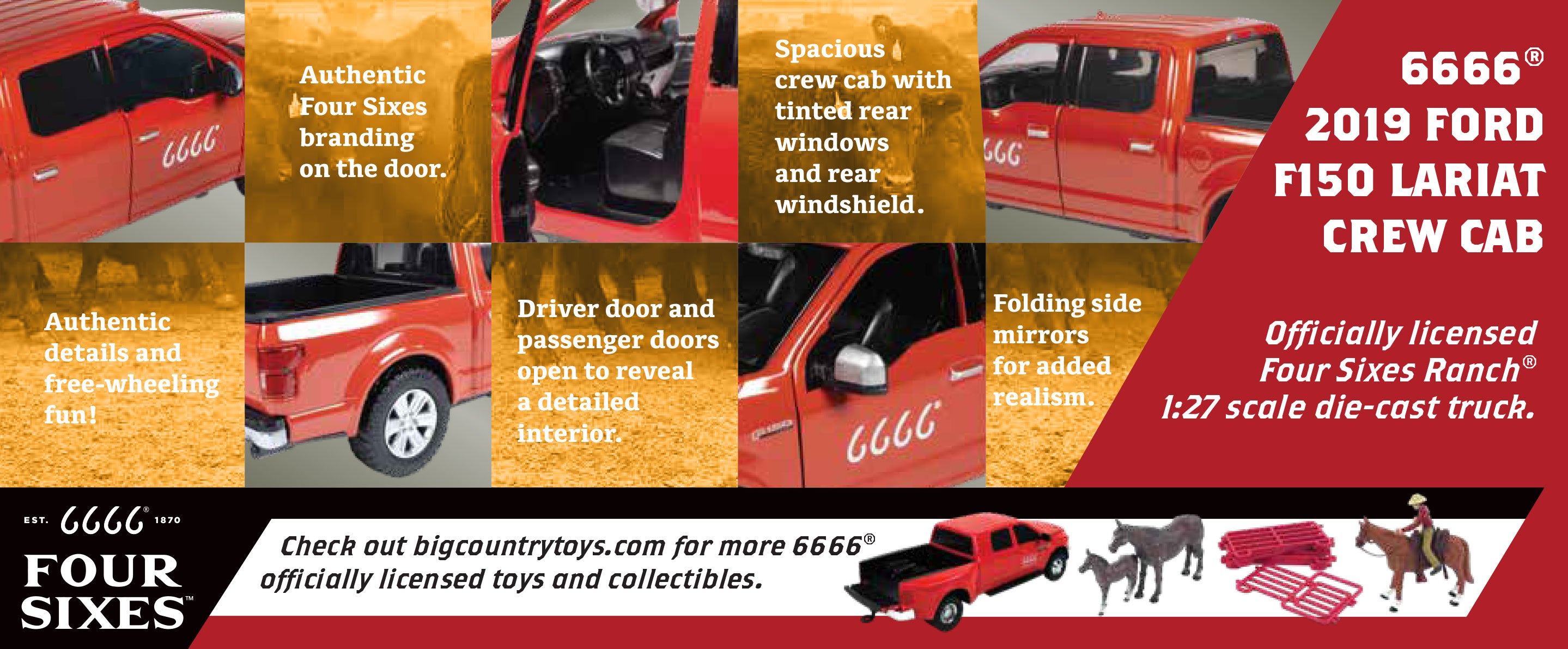 1:27 Scale Die-Cast 2019 Ford F150 Lariat Crew Cab - Four Sixes Ranch
